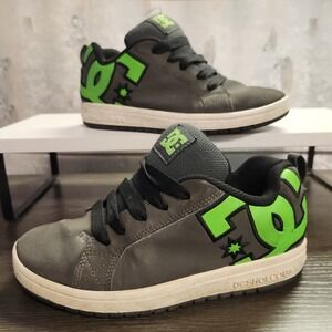 DC Shoes Court Graffik Boys Size 5 Black/Green Y2K Logo Skateboarding Sneakers